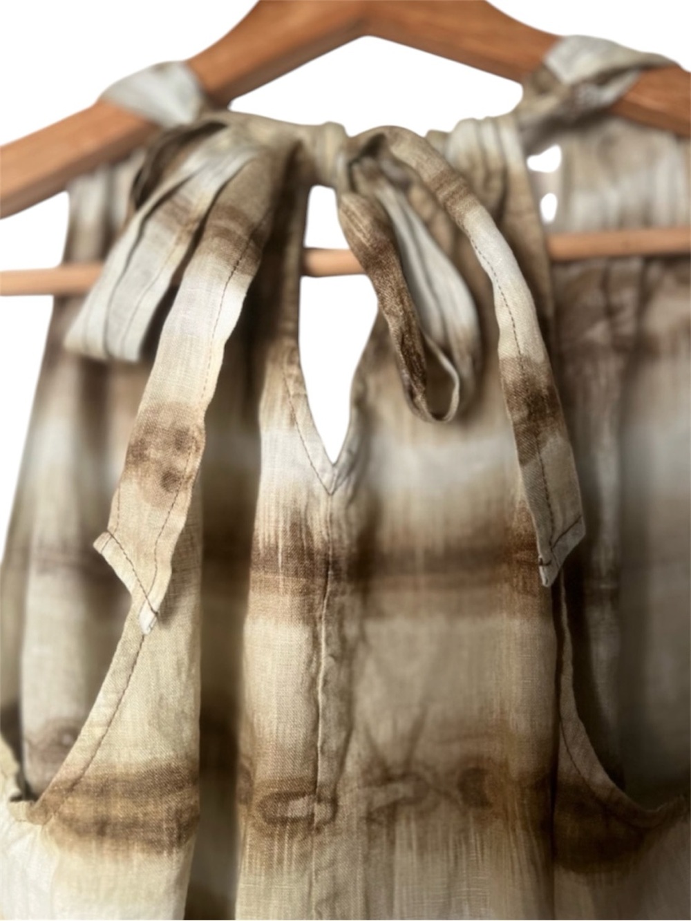 Tommy Bahama Resort 100% Linen Halter Top Tie Dye Brown and White Size M - Picture 5 of 8